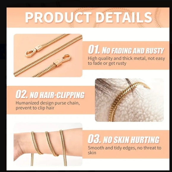 Crossbody replacement chain New Gold Snake pattern Renew your bag - Picture 5 of 6